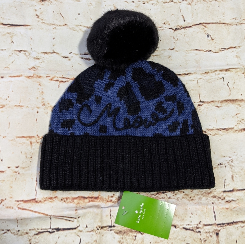 SALE Kate Spade Leopard Print Pompom Beanie - Picture 4 of 5